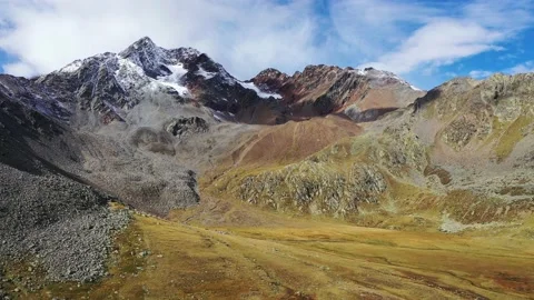 Drone flight over mountains Kurzras in South Tyrol Stock Footage 210836103