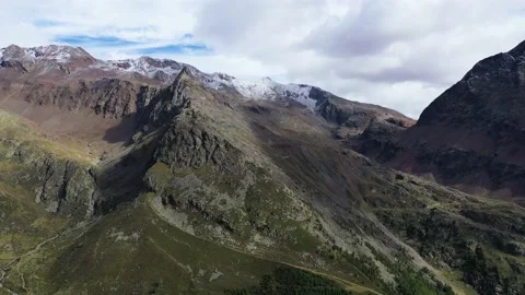 Drone flight over mountains Kurzras in South Tyrol Stock Footage 210836638