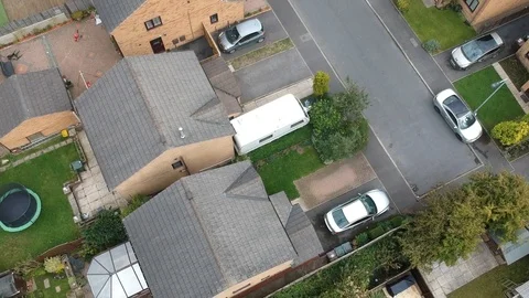Drone flight over new estate in Bradford Stock Footage 92444859