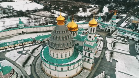 Drone flight over the New Jerusalem monastery Stock Footage 144504498