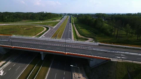 Drone flight over a newly built highway Stock Footage 251672209