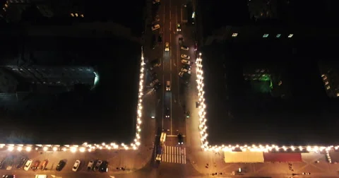 Drone flight over the night streets of St. Petersburg. Stock Footage 68580323