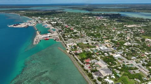 Drone flight over Nuku'alofa, the capital of the Kingdom of Tonga Stock Footage 294701630