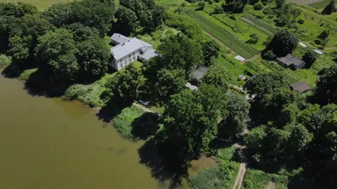 Drone flight over the old green lake Stock Footage 240753832