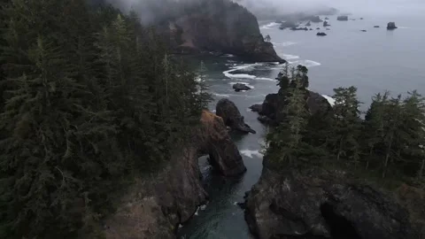 Drone Flight over the Oregon Coast at Dusk Stock Footage 213102883