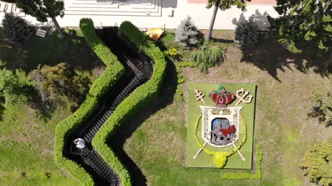 Drone flight over the park and the church of St. George in Lviv Vídeos de archivo 130272535