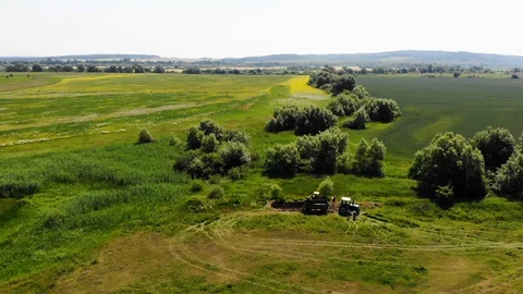 Drone flight over a picturesque beautiful village in Europe Stockbeeldmateriaal 129339231