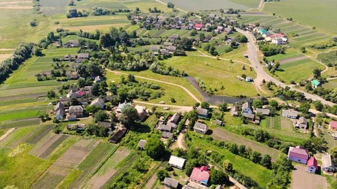A drone flight over a picturesque beautiful village in Ukraine 스톡 동영상 129340197