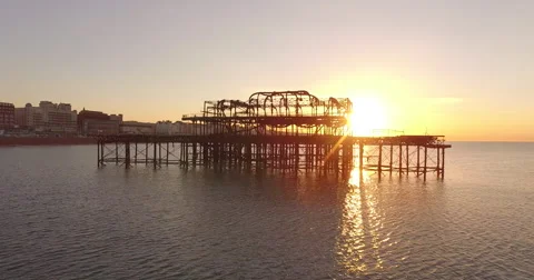Drone flight over Pier Stock Footage 68903534