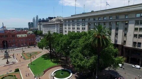 Drone flight over Plaza Mayor in Buenos Aires Argentina Stock Footage 95542227