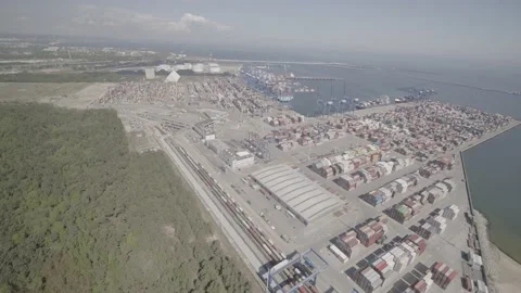 Drone flight over the port infrastructure in Gdańsk— Pomerania. Stock Footage 165271518