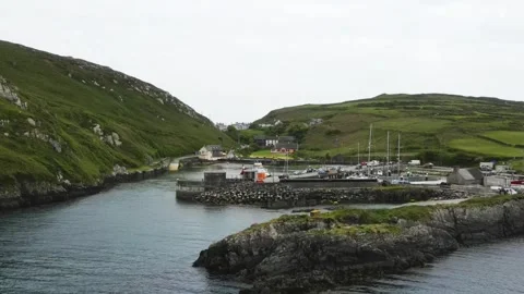 Drone flight over the port of small town, Ireland Stock Footage 267076832