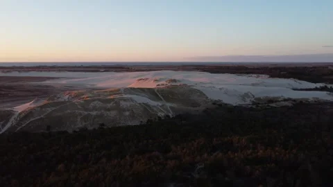Drone Flight Over Råbjerg Mile Dune at Sunrise – Skagen, Denmark Video stock 336477151