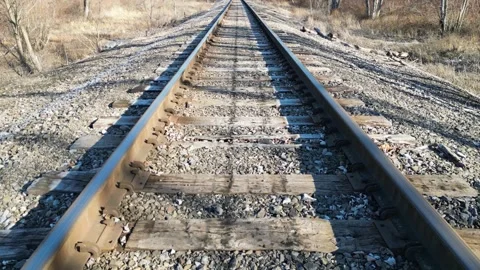 Drone Flight over Railroad Tracks Video stock 261030401
