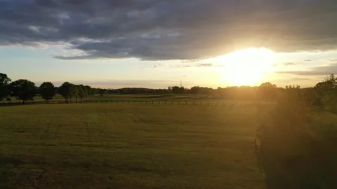 Drone flight over range land in Hamm, Germany 스톡 동영상 134494585