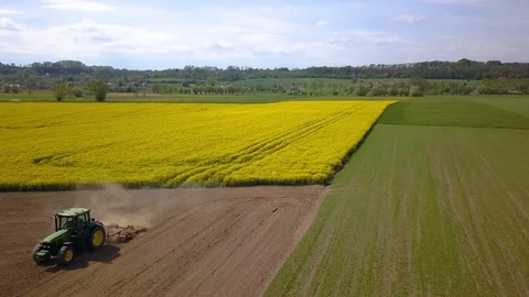 Drone flight over rape field in countryside. Stock Footage 107338999
