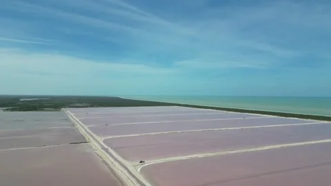 Drone Flight Over Rectangular Coastal Lagoons rios lagartos Stock Footage 322027728