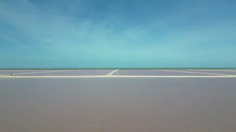 Drone Flight Over Rectangular Coastal Lagoons rios lagartos Stock Footage 322027735