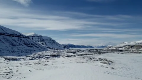 Drone Flight Over Remote Arctic Valley in Svalbard, Norway Stock Footage 340037360