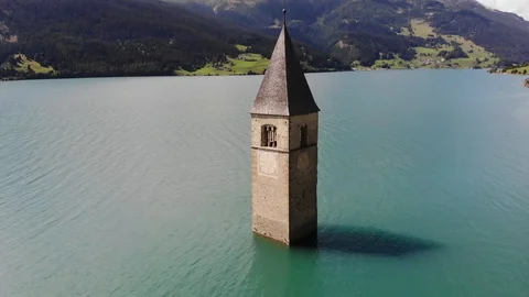 Drone Flight over Reschenpass Stock Footage 115494399