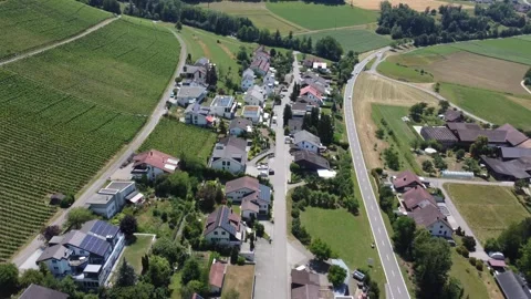 Drone Flight Over Residential Solar Panels In Tegerfelden Switzerland Stock-Footage 337924252