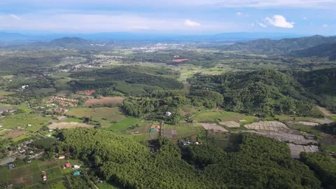 Drone flight over rice fields in Chiang Rai Province of Northern Thailand. Stock Footage 135711470