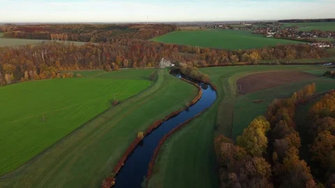 Drone Flight Over River and Mountain Forest Stock Footage 321292382