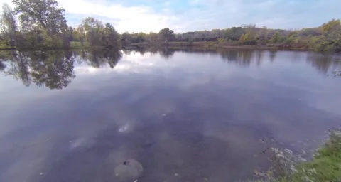 Drone Flight over River Dawn Stock-Footage 55297017