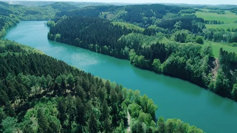 Drone Flight Over River Stock Footage 89661543