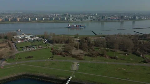 Drone flight over a river Video stock 332602420