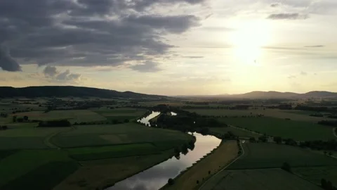 Drone flight over river Weser , Germany Vidéo 136148961