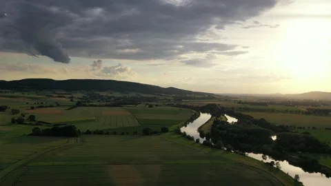 Drone flight over river Weser , Germany Vidéo 136149135