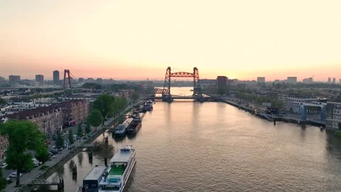 Drone flight over Rotterdam, Netherlands. New skyscrapers Stock Footage 309752018