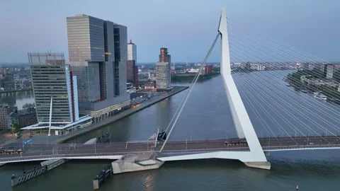 Drone flight over Rotterdam, Netherlands. New skyscrapers Stock Footage 320535578