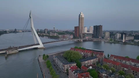 Drone flight over Rotterdam, Netherlands. New skyscrapers Stock Footage 335353800