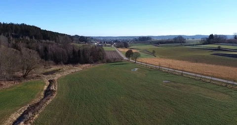 Drone flight over a rural landscape 動画素材 124528980