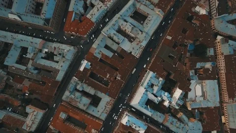 Drone flight over the rusty roofs of the old city. Chernivtsi Ukraine Stock Footage 83569056