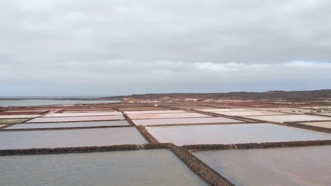 Drone flight over salinas in Lanzarote Stock Footage 103092495