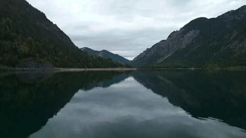"Drone Flight Over Scenic Alpine Lake Plansee" Stock Footage 318641711