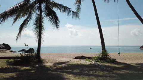 Drone flight over the secluded Than Sadet Beach, Koh Phangan Stock Footage 195683325