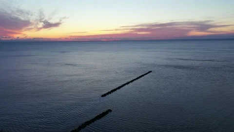 Drone flight over Sellin Pier Baltic Sea on Ruegen, Germany Stockbeeldmateriaal 141115438
