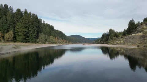 Drone Flight Over the Serene Eel River in Northern California Video stock 261034269