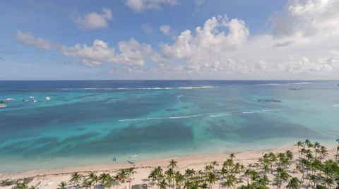 Drone flight over small caribbean seaside city Stock Footage 47180305
