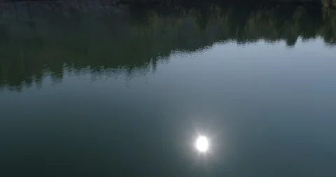 Drone flight over small lagoon in inland Stock Footage 93392841