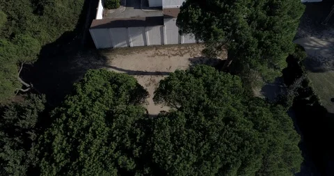 Drone flight over small outdoor cemetery in the forest Stock-Footage 95899653