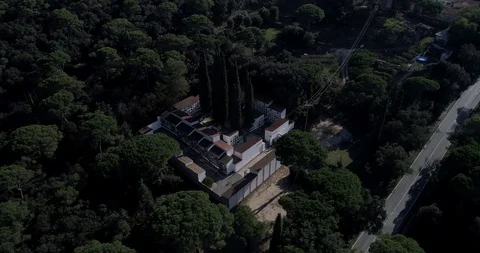 Drone flight over small outdoor cemetery in the forest Stock-Footage 95899727