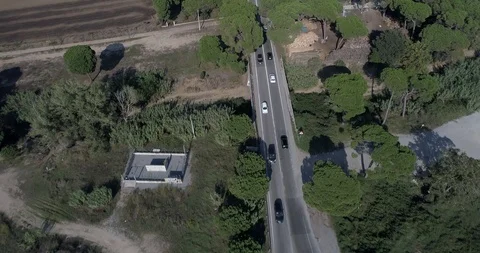 Drone flight over small road in rural area Stock-Footage 95899968