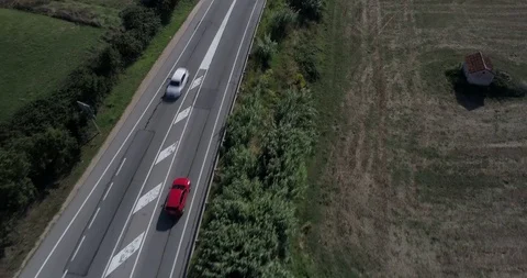 Drone flight over small road in rural area Stock-Footage 95900077