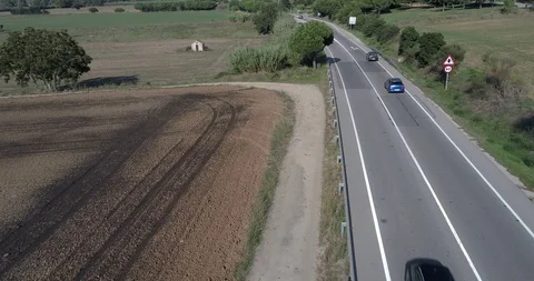 Drone flight over small road in rural area Stock-Footage 95900211