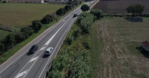 Drone flight over small road in rural area Stock-Footage 95900514